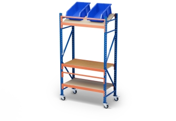 1,2 m mobile packing table MFP1000 / 60 cm deep / 2,14 m high / 40 cm height-adjustable / including multiplex boards 