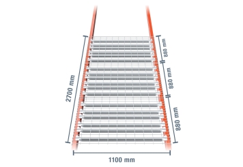 270 cm wire mesh rack layer for pallet rack PR15000 / 1.100 mm deep / load 4.500 kg 