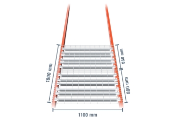 180 cm wire mesh rack layer for pallet rack PR15000 / 1.100 mm deep / load 3.000 kg 