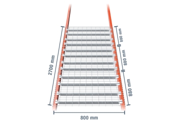 270 cm wire mesh rack layer for pallet rack PR9000 / 800 mm deep / load 3.000 kg 