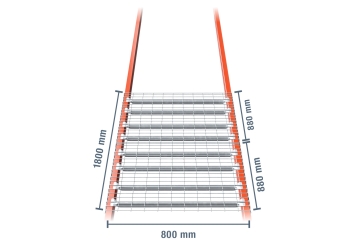 180 cm wire mesh rack layer for pallet rack PR9000 / 800 mm deep / load 2.000 kg 