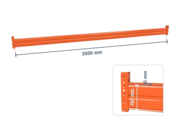 Measured PR15000 traverse 360 cm long for pallet racking