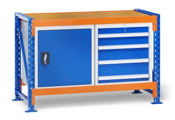 MFW1000 workbench with tool cabinet and multiplex top
