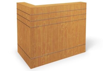 PETRA 120 beech counter, left fence Front view, stainless steel-look trim strips