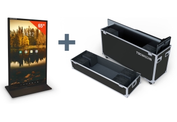 Digital display totem DKS-LED65 incl. transport box, 65 in display, Android 13, Black, 870 mm x 450 mm x 1.555 mm, TecMaschin 