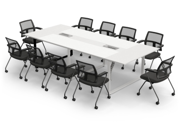 Conference table set ANJA280i in Lightgrey-white with induction charging station + 10 EMMA chairs 