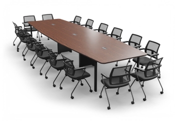 Conference table ELLA480 in dark with cable duct + 16 EMMA chairs 