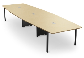 Conference table ELLA480 beige with cable duct for 16–18 people 