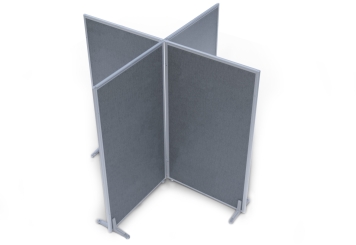 Room divider partition wall system grey-mottled with quadruple interlinking set up