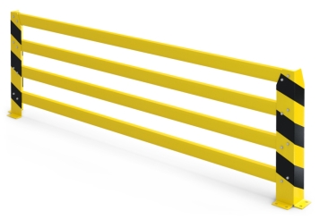 Collision protection crash barrier, 2530 mm long 800 mm high in perspective