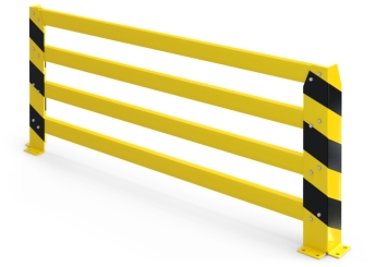 Collision protection crash barrier, 1930 mm long 800 mm high in perspective