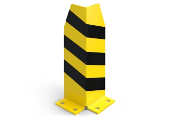 L-shaped impact protection for pallet racking, 400 mm high in perspective with view on both sides