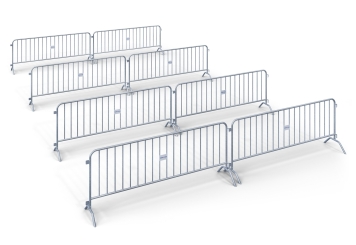 Crowd control barrier, set of 8, 2.500 mm x 600 mm x 1.100 mm, TOPREGAL 