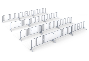 Crowd control barrier, set of 12, 2.500 mm x 600 mm x 1.100 mm, TOPREGAL 