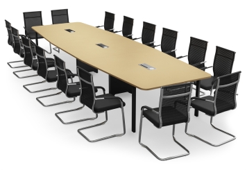 Conference table ELLA480i beige with induction charging station + 16 chairs MARINA 