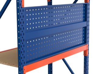 Storage shelving perforated rear panel