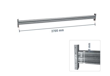 270 cm galvanised single beam for pallet rack PR9000F / compartment load capacity 3.000 kg 