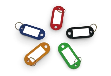 Key fob for key box in the colours black, green, yellow, blue, red