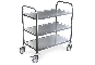 Stainless steel shelf trolley, 3 levels, load capacity 150 kg in perspective
