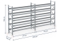 Galvanised pallet racking without shelves, dimensioned