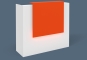 Counter VERA 120 Base element white, reception shelf orange with LED lighting
