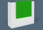 VERA 120 counter base element white, reception shelf green with LED lighting