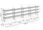 Galvanised pallet racking without shelves, dimensioned