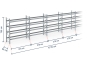 Galvanised pallet racking without shelves, dimensioned