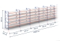 100 m storage rack LR2000 / 120 cm deep / 4 m high / 5 levels / rack layer Steel 