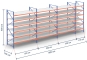 8,0 m storage rack LR2000 / 120 cm deep / 4 m high / 6 levels / rack layer Steel 