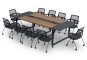Conference table set ANJA280i in Grey-nut brown with induction charging station + 10 EMMA chairs 