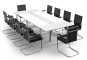 ANJA280 Conference table grey-white in perspective in the application example with ten chairs