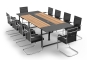 ANJA 280i set conference table grey-walnut brown in the application example with ten chairs in perspective