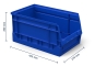 Foldable open-fronted storage box 15 litres in blue RAL 5017, width 420 mm, depth 270 mm, height 200 mm