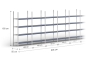 6 m heavy duty shelf FB200 / 50 cm deep / 1,8 m high / 4 levels / rack layer Steel / compartment load capacity 200 kg 