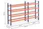 Pallet rack dimensioned without shelves