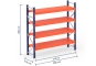 Pallet rack dimensioned with steel shelves