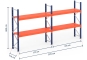 Pallet rack dimensioned with steel shelves