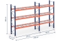 Pallet rack dimensioned with wire mesh support