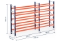 Pallet rack dimensioned without shelves