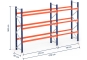 Pallet rack dimensioned without shelves