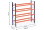 Pallet rack dimensioned without shelves