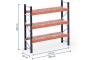 Pallet rack dimensioned with wire mesh support