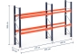 Pallet rack dimensioned without shelves