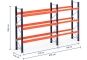 Pallet rack dimensioned without shelves