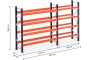 Pallet rack dimensioned without shelves