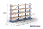 Cantilever rack painted on both sides with dimensioning