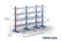 Cantilever rack painted on both sides with dimensioning