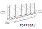 Double-sided galvanised cantilever rack with dimensioning