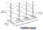 Double-sided galvanised cantilever rack with dimensioning